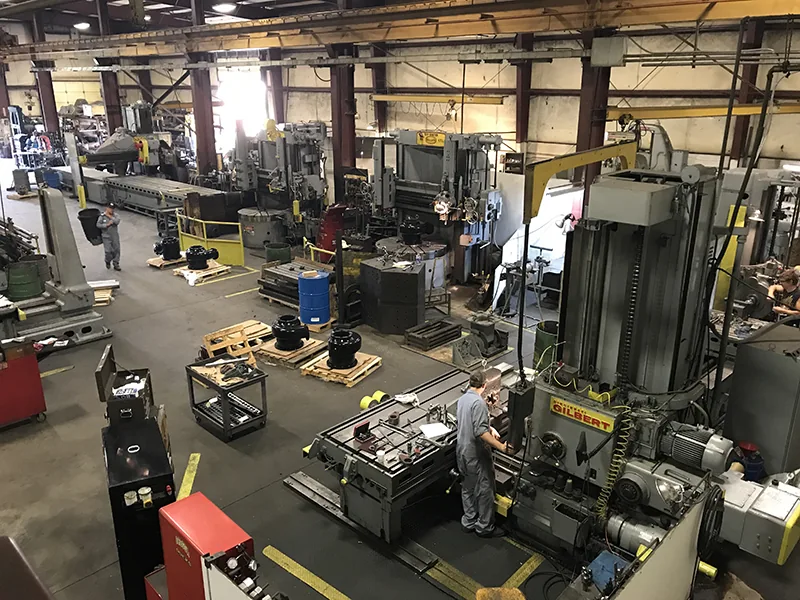 View across the machine shop floor and equipment